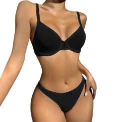 Women'S Underwear Set Bow Decorated Steel Ring Bra And Thong Sexy Women Lingerie Sets Temptation Underwears Sleepwear Suit