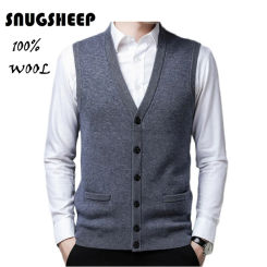 pure wool mens vest cardigan pocket knitted sweater botton up men clothing black vests tops autumn clothes sweaters man top gray