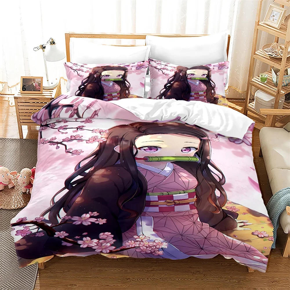 Description Picture 4 of itemNezuko Kamado Bedding Set Anime Demon Slayer Duvet Cover Comforter Bed Linen Single Twin Full Queen Size 3d Kids Girl Boys Gift
