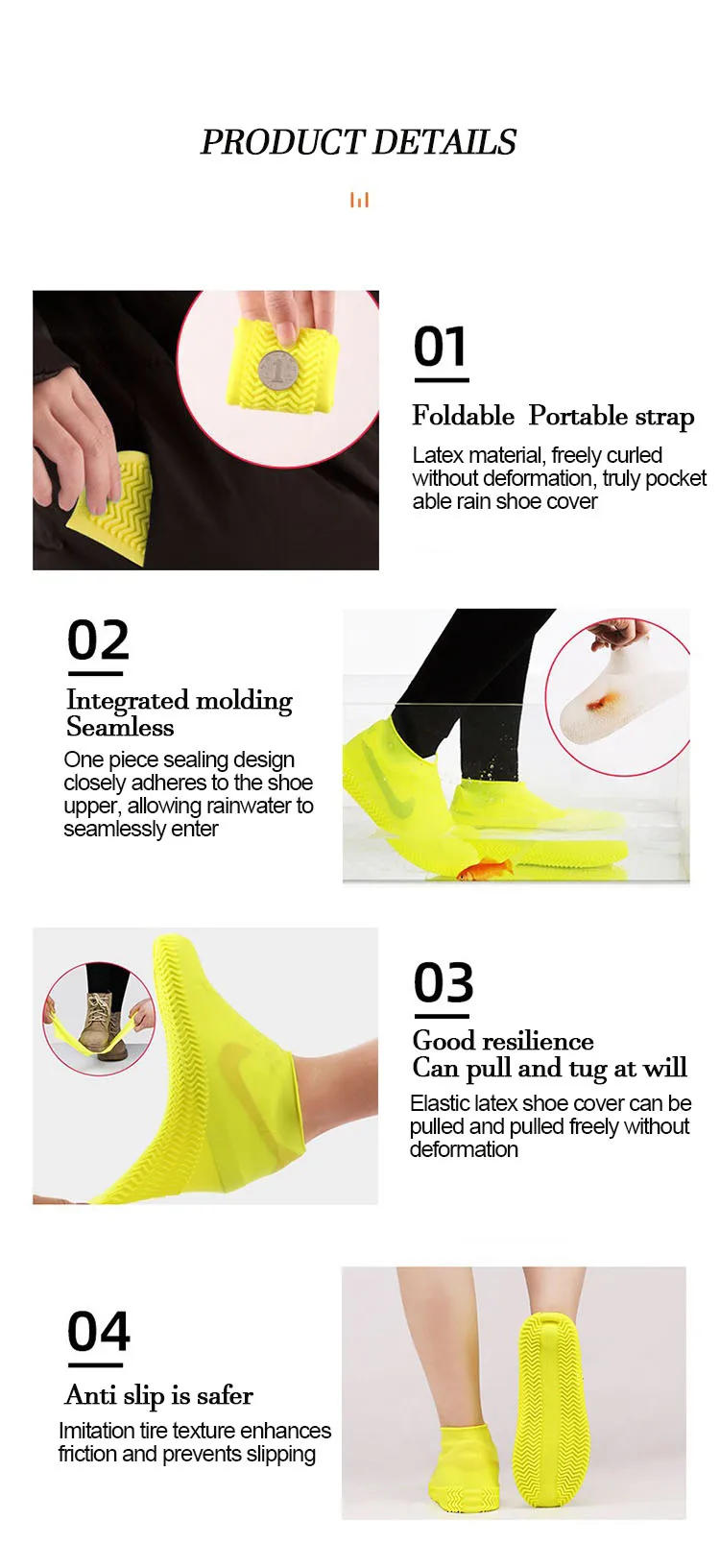 Description Picture 2 of itemRubber Rain Boots Rain Shoe Cover for Shoes Silicone Rain Boots Covers Protector Waterproof Footwear Covers