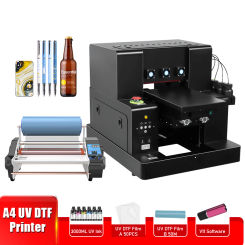 A4 UV DTF Printer UV Flatbed Printer With Varnish XP600 L805 UV Sticker Printer With Laminating machine For Metal Acrylic Print