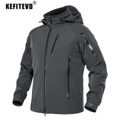 KEFITEVD Men's Outdoor Soft Shell Jackets Waterproof Fleece Hooded Coat Fishing Hiking Camping Hoodie Coat Raincoat Windbreak