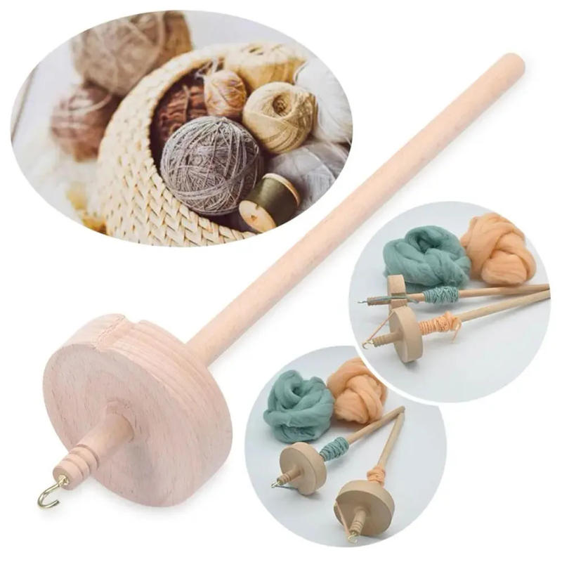 Description Picture 4 of itemSolid Wooden Whorl Yarn Spin Drop Spindle Top Handmade Wool Storage Beginners DIY Handmade Sewing Accessories Tool