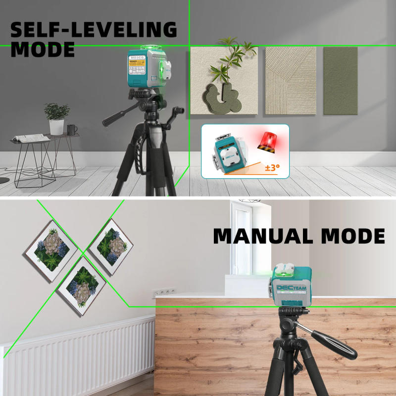 Description Picture 4 of itemDecteam M03CG 3D 12 Lines Self-leveling Laser Level Green Cross Line Laser Levels with Horizontal and Vertical Lines