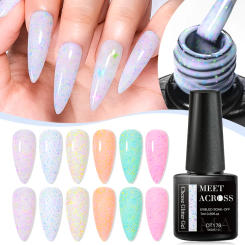 7ml Cheese Glitter Nail Gel Polish Macaron Color Sequins Semi Permanent Soak Off UV LED Gel Polish Nail Art Gel Varnishes