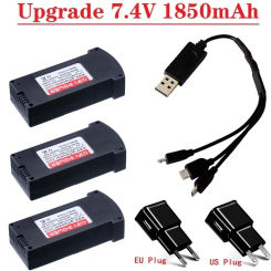 1200mAh Upgrade 1850MAH 7.4V Drones Battery and 3-in-1 Charger For RC E520 E520S JD-22S RC Quadcopter Spare Parts LiPo Battery