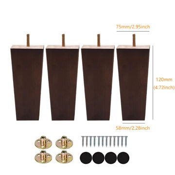 4pcs Solid Wood Legs for Furniture,8/10/12/15/20cm Sofa Bed Bathroom Cabinet Chair Coffee Table Replacement Feet Wooden Legs
