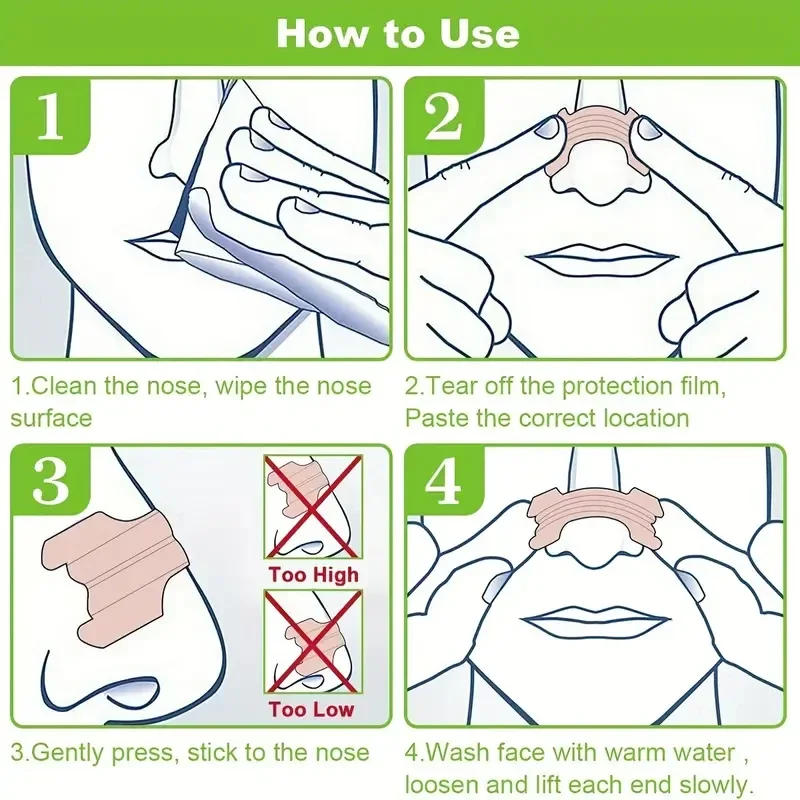 Description Picture 5 of itemBreath Nasal Strips Relieve Nasal Congestion Stop Snoring Nose Patch Good Sleeping Patch Product Easier Breath Sleep Aid