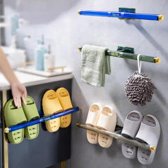 57cm Towel Rack Over Door Towel Bar Hangable Holder PET Bathroom Kitchen Cabinet Towel Rag Rack Shelf Hanger Wall Towel Shelf