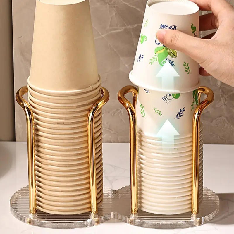 Description Picture 2 of itemLuxury Disposable Cup Storage Holder Water Tea Cups Dispenser Rack Shelf With Longer Stick Mug Display Stand Home Organizer