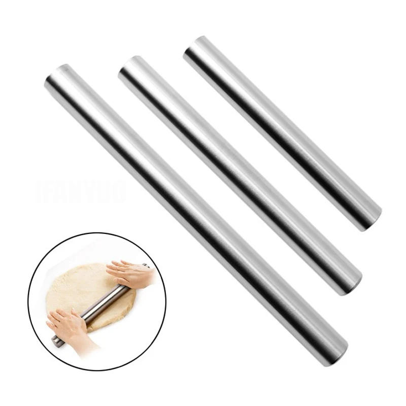Description Picture 6 of item8/10/12inch Stainless Steel Rolling Pin Non-Stick Rolling Roller Dough Bake Dumpling Skin Pizza Pastry Embossed Kitchen DIY Tool