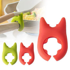 Portable Silicone Anti-overflow Pot Lid Clip Anti-scalding Holder Universal Clip Spatula Bracket Support Spoon Kitchen Rack