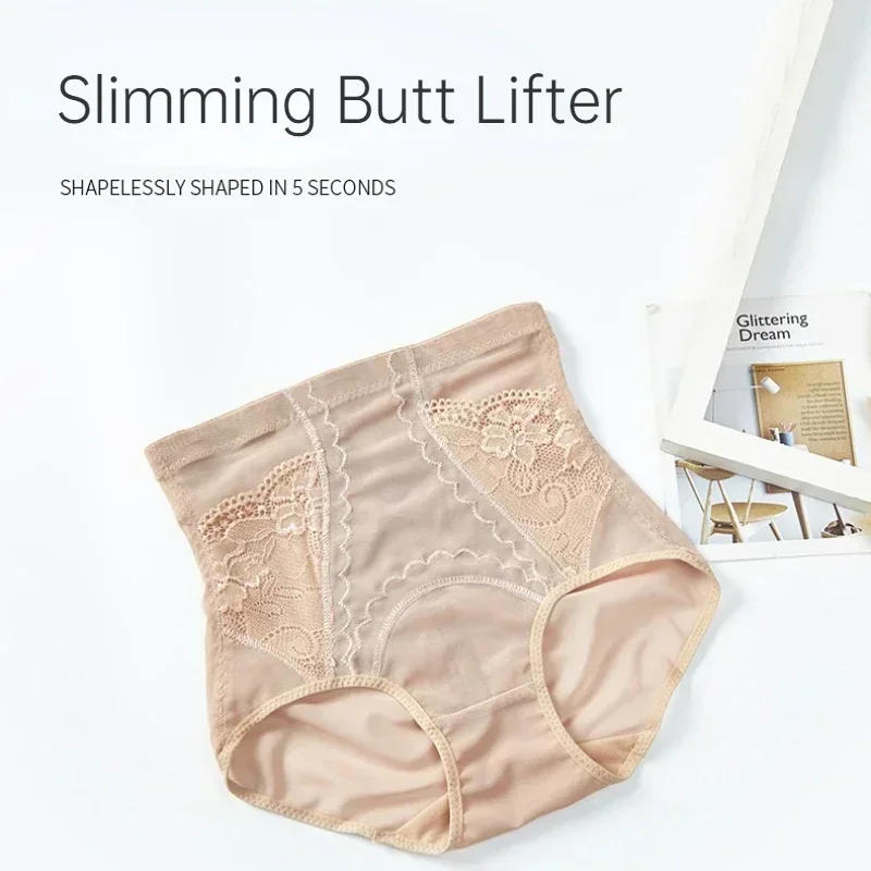 Description Picture 3 of itemWomen Slimming Butt Lifter Shapewear High Waist Body Shaper Solid Color Breathable Lace Underwear Tummy Control Panties Hip Pads