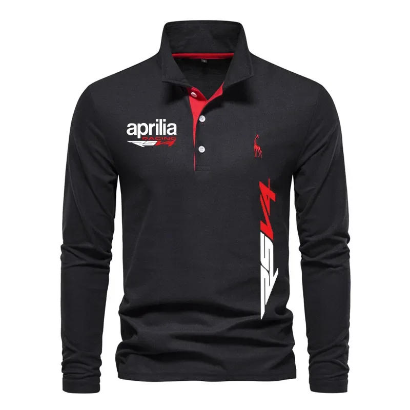 Description Picture 4 of item2023 Men's POLO shirt golf shirt Aprilia RSV4 print High-end men's lapel T-shirt for men Color matching long-sleeved men's shirt