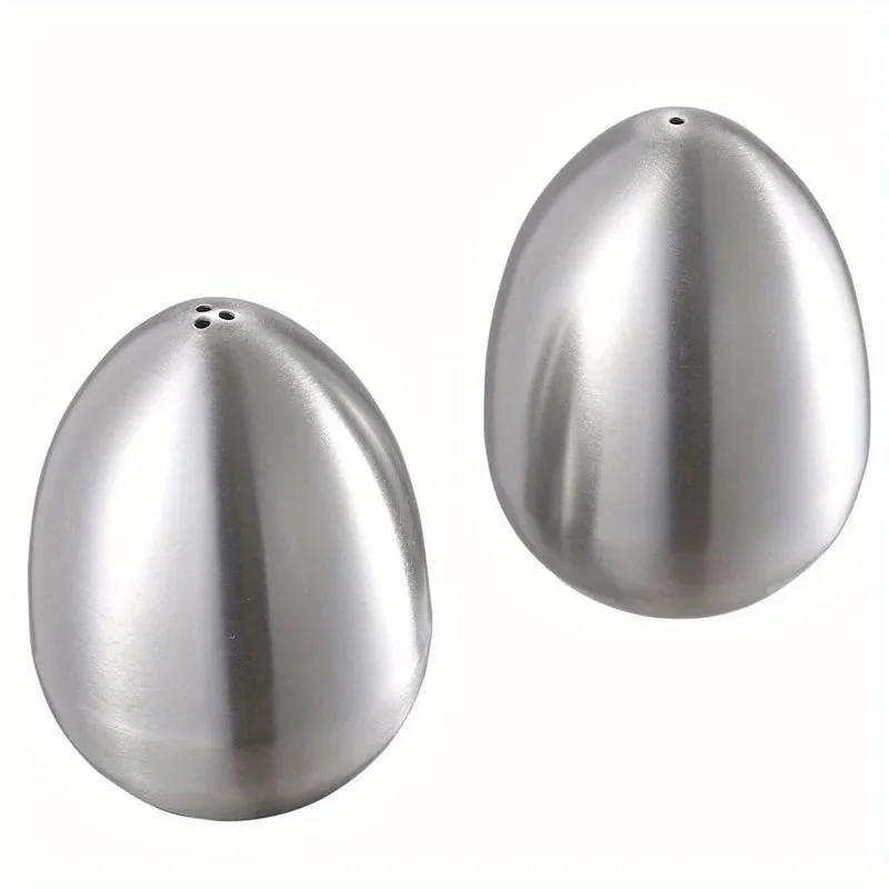 Description Picture 3 of item2pcs/4pcs Stainless Steel Pepper Shaker Egg Shaped Salt Shaker Set Seasoning Organizer Cooking Tools