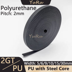 GT2 Belt PU with Steel Core GT2 Belt 2GT Timing Belt Width 5/6/9/10/15/30mm Synchronous Belt Anti-wear Reinforce Open Belt