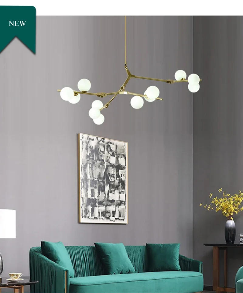 Description Picture 3 of itemNordic Creative Magic Bean Molecular Chandelier Modern Simple Living Room Restaurant Pendant Lights Personality Branch Lamp LED