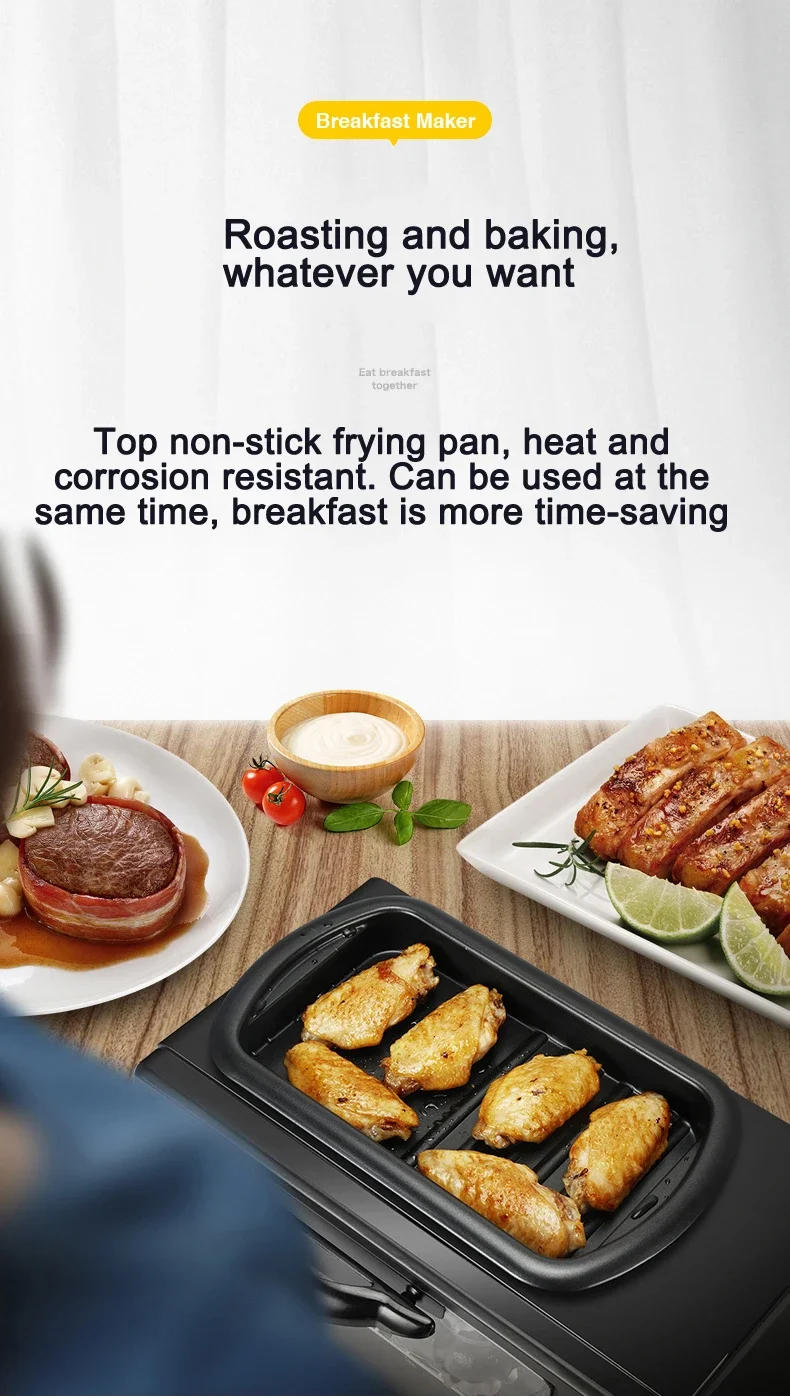 Description Picture 6 of itemDMWD Electric Breakfast Machine 3 in 1 Multifunction Breakfast Maker Mini Drip Coffee Maker Bread Pizza Oven Frying Pan Toaster