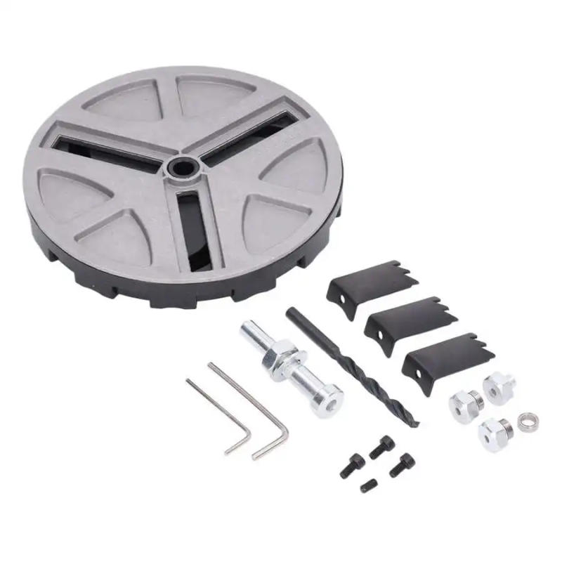 Description Picture 3 of itemwoodworking Adjustable Punching Saw Round Hole Opener Tools with Positioning Bit and 3 Tooth Blades wood saw