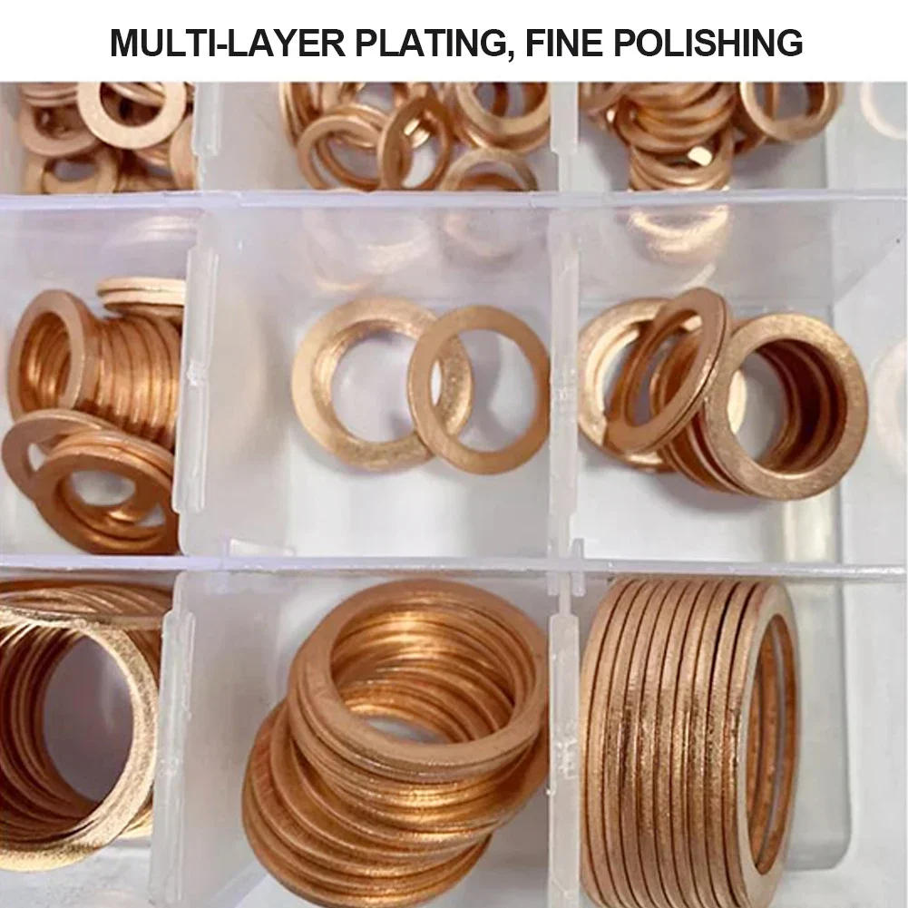 Description Picture 3 of item100Pcs M5 M6 M8 M10 M12 M14 Washer Copper Sealing Solid Gasket Washer Sump Plug Oil For Boat Crush Flat Seal Ring Tool