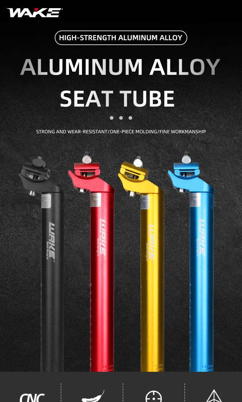 Description Picture 2 of itemWAKE Bicycle Seatpost 350mm 25.4 27.2 28.6 30.4 30.9 31.6 Adjustable Bike Seat Post Tube Saddle for MTB Mountain Road Bike BMX