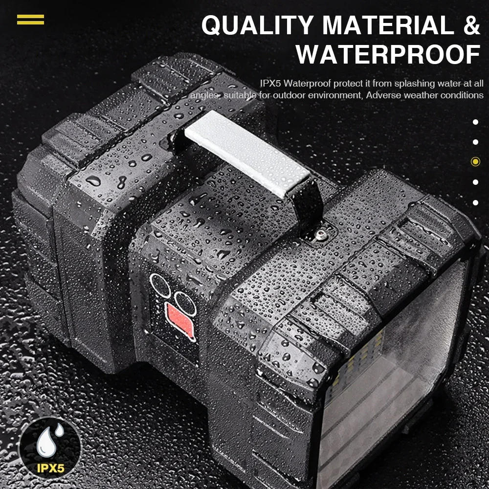 Description Picture 6 of itemSuper Bright LED USB Rechargeable Double Head Searchlight Handheld Flashlight Work Spotlight Floodlight Fishing Camping Light