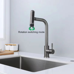 Grey kitchen faucet 6 modes removable rotating waterfall black current nozzle sink mixer nickel faucet accessories brush nickel