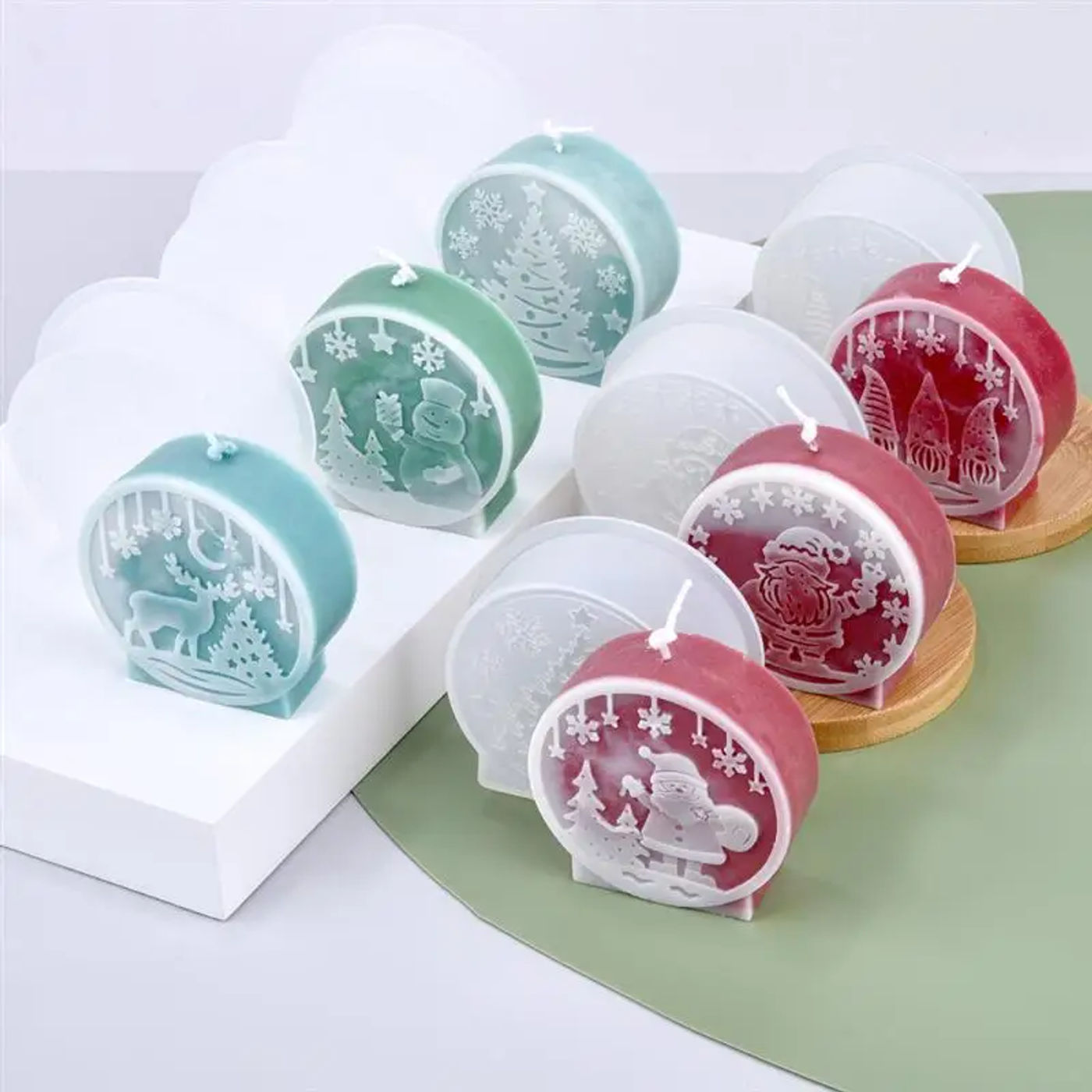 Description Picture 5 of itemDIY Christmas Crystal Ball Silicone Mold Round Scented Candle Mould Embossed Christmas Tree Snowman Elk Holiday Decor Craft Gift