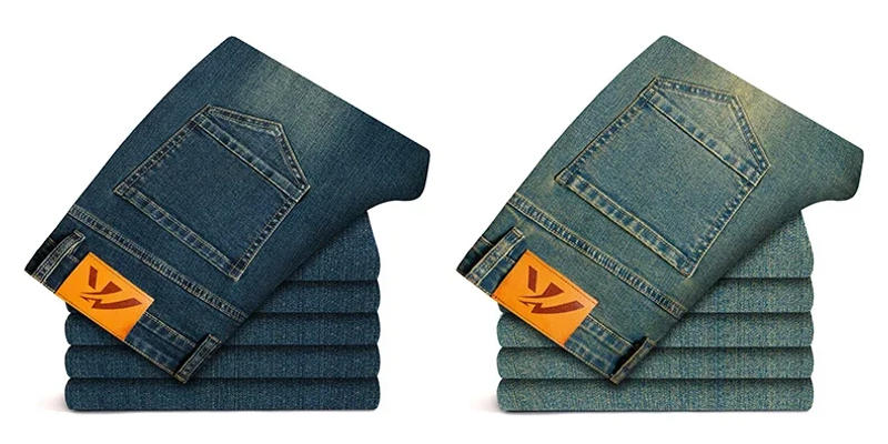 Description Picture 6 of itemRetro Men's Stretch Straight Jeans Washed Fashion Distressed Baggy Denim Trousers Male Full Length Classic Brand Pants