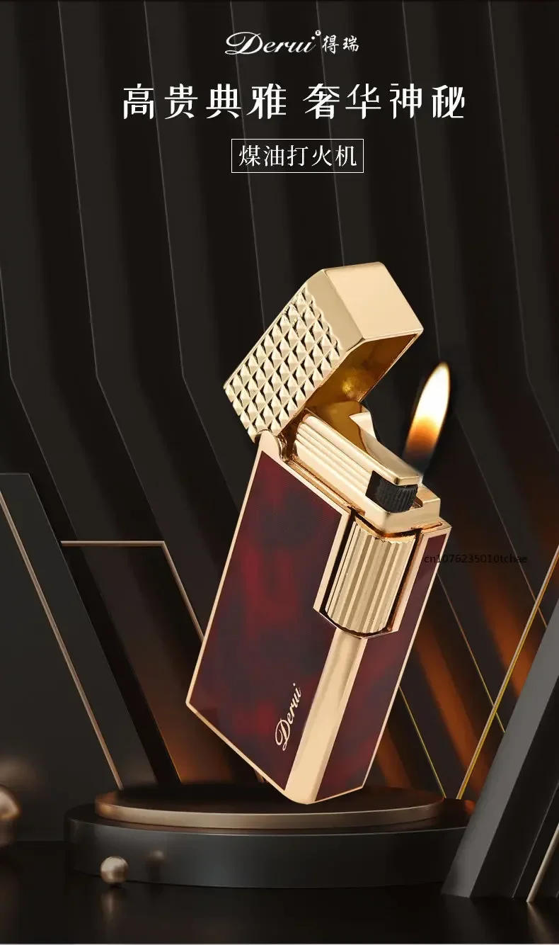 Description Picture 3 of item2024 New Derui Metal Langsheng Kerosene Lighter High-end Lighter Narrow Version Mini Side-sliding Open Flame Lighter