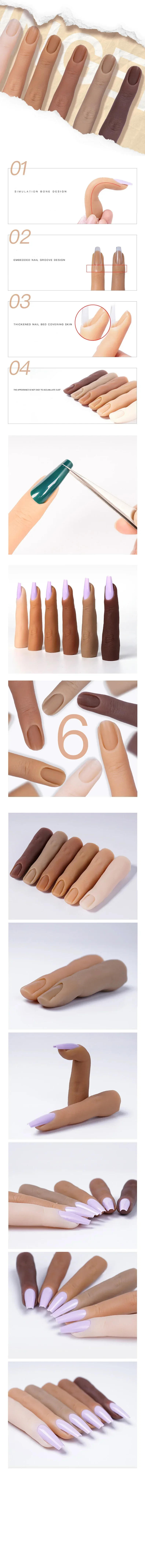 Description Picture 2 of item1Pcs Manicure Practice Model Nail Art Training Hand False Finger Natural Nail Tips DIY Nail Display Silicone Finger Dropshipping