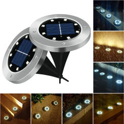 8LED Solar Floor Disk Light Outdoor Garden Solar Underground Light Deck Light Spotlight Buried Solar Led Lamp Garden Decoration