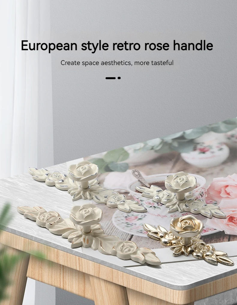 Description Picture 2 of itemSimple European Ivory White Handle, Painted Cabinet Door Handle, Modern Rose Furniture Handle, Single Hole White Small Handle