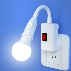 E27/E26 Socket Adapter with On/Off Switch Light Lamp Bulb 360 Degrees Flexible US Plug for Night Light Grow Lights Desk Lamp