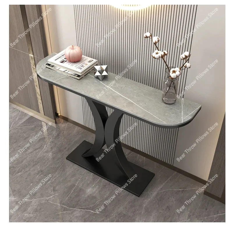 Description Picture 3 of itemModern Light Luxury Slate Console Tables Living Room Furniture Entrance  Home Wrought Iron Against The Wall Hallway Table