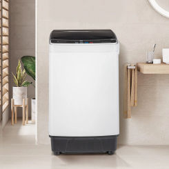 Full-Automatic Washing Machine  with Drain Pump 10 programs 8 Water Level Selections with LED Display 17.6 Lbs Capacity black