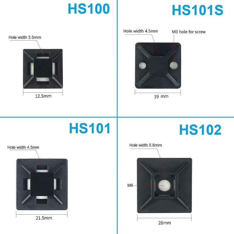 Description Picture 2 of item30/50pcs HS Self Adhesive Cable Tie Bases Mount Strong Glue Wire Wall Holder Car Fixing Seat Clips Suction Position Sucker