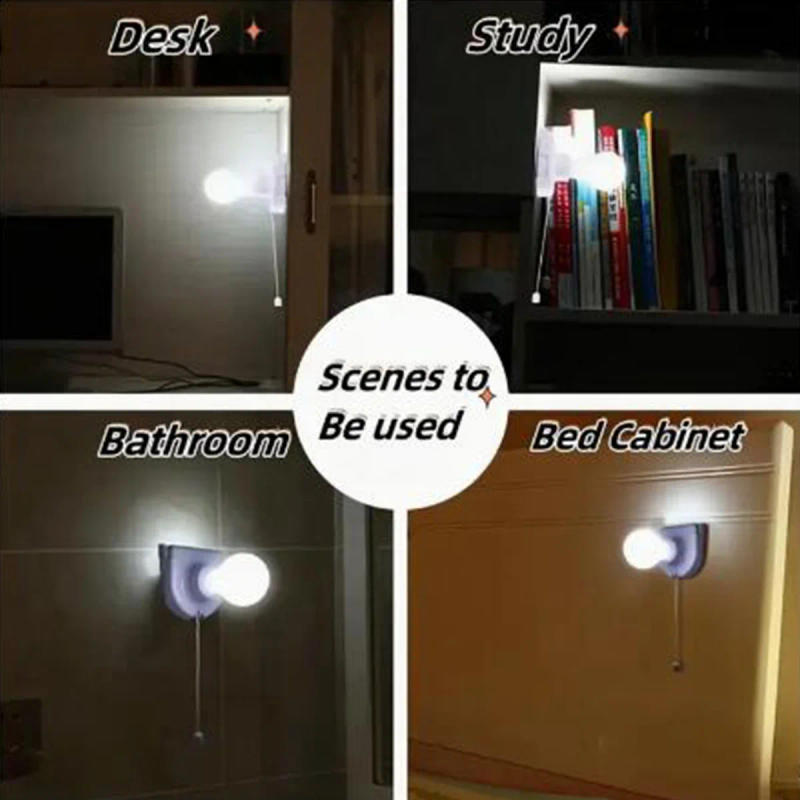 Description Picture 5 of item1PC drawstring bulb night light, white LED wall lamp, creative drawstring switch, night light for bedroom bedside table.