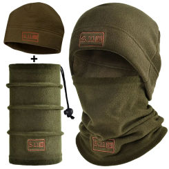 Tactical Fleece Hat&Scarf Set Thermal Head Cover Winter Warm Balaclava Face Mask Sports Cycling Bonnet Neck Protector