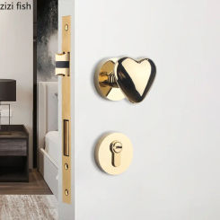 Zinc Alloy Bedroom Door Lock Heart Shaped Silent Lock Metal Door Handle Home Security Locks Door Hardware Decorative Locks
