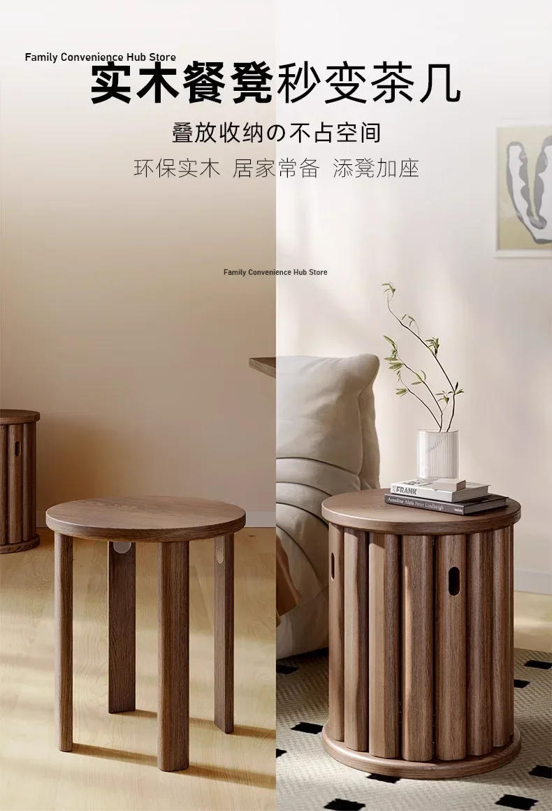 Description Picture 2 of itemModern Simple Solid Wood Round Stool, Household Stackable Stool, Dining Table Stool, Log, Coffee Table, Bedside Table