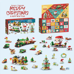 2024 Christmas Advent Calendar 24 Days Countdown Surprise Blind Box Building Blocks Puzzle Assembly Toys Christmas Decor Gift
