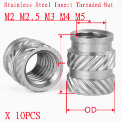 10pcs Stainless steel insert nut M2 m2.5 m3 m4 m5 Hot Melt Heat Injection Molding 3D Print  Embed Insert Nut Knurled Thread
