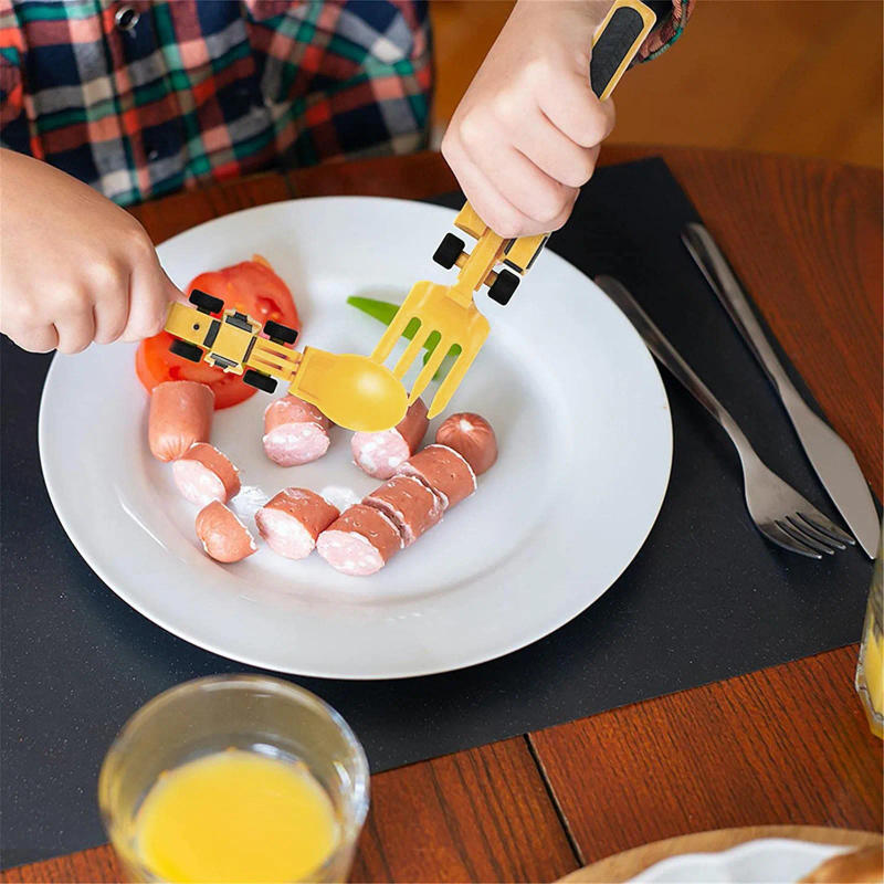 Description Picture 3 of itemNew Creative Children's Car Tableware Set Dinner Plate Spoon Bulldozer Excavator Shovel Fork Dinnerware Sets Kitchen Tableware