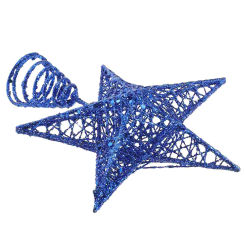 Outdoor Fairy Lights Stars on Top of Christmas Tree Decoration Blue Topper Iron Ornament