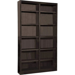 Concepts In Wood 84" Traditional Double Wide Wood Bookcase with 10 Adjustable Shelves & 2 Fixed Shelves, Assembly Required