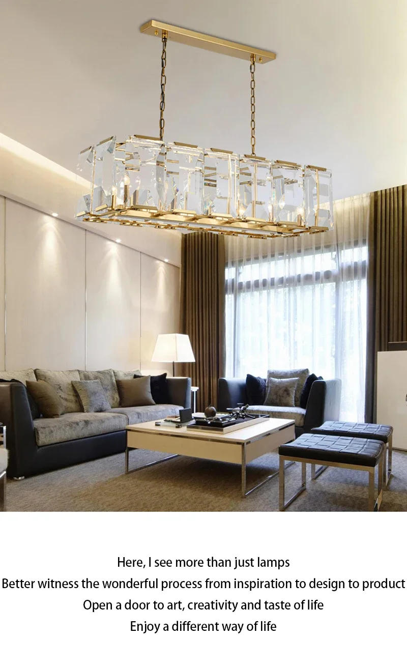 Description Picture 2 of itemBREFILI LED Crystal Chandelier For Dining Room Living Room Bedroom Round Rectangle Design Hanging Pendant Lighting Fixture