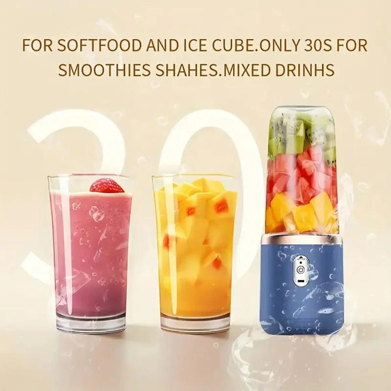 Description Picture 2 of item1pc USB Rechargeable Portable Blender - Dual-Cup ,Compact & Durable, Includes Carry Strap, Ideal for Smoothies and Breakfast