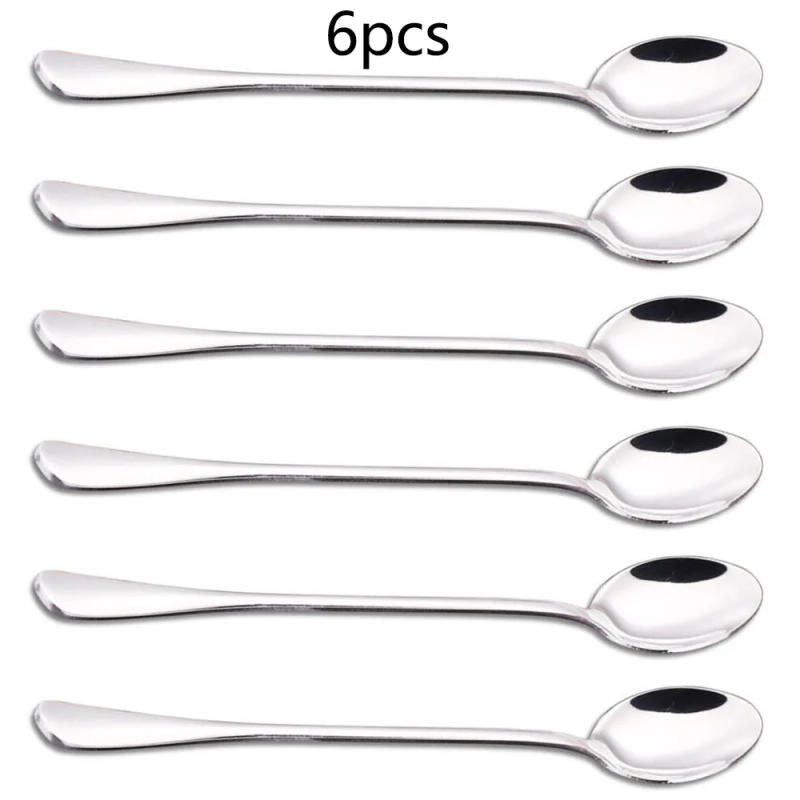 Description Picture 5 of item6pcs Stainless Steel  Ice Tea Scoop Dessert Spoon Food Grade Ice Cream Candy Tea Spoon Milkshake Coffee Multi-Purpose Spoon