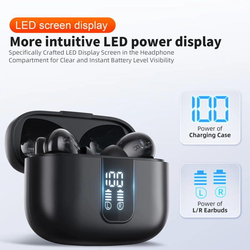 Description Picture 5 of itemWireless Headphones,QERE E50,NEW TWS Bluetooth 5.3,HD Microphone,HIFI Earphones,13mm Driver,Display screen+touch,4 Mics+ENC Call